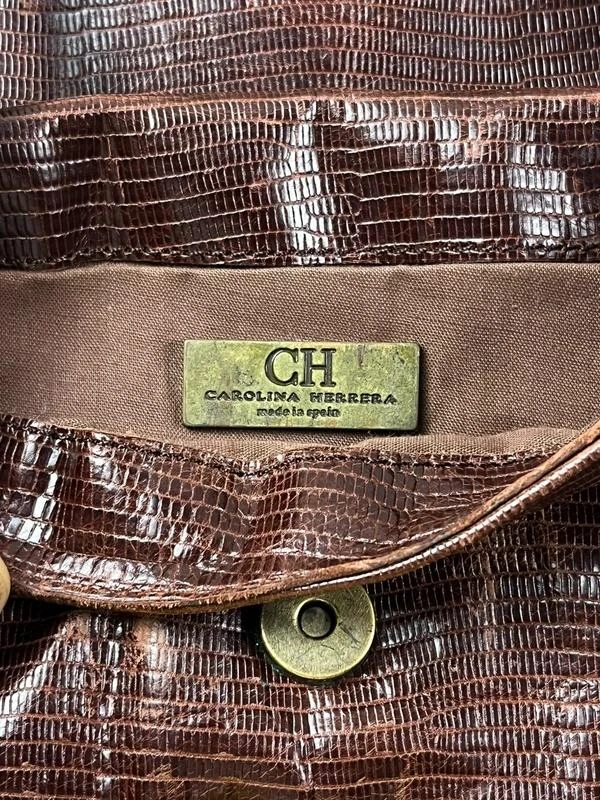 Bolsa Carolina Herrera Vintage Castanha Couro – photo 3